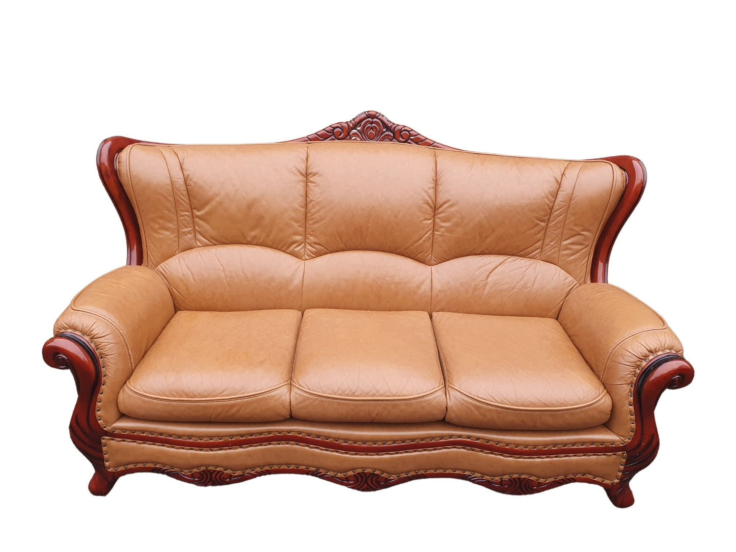 Real Leather Italian Sofa Set Tan Colour