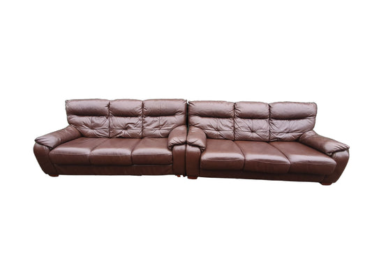 Real Leather 2 DFS Sofa Beds Brown